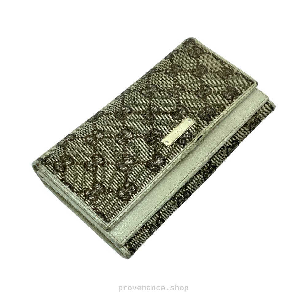 🔴 Gucci GG Canvas Long Wallet - White - Picture 5 of 11